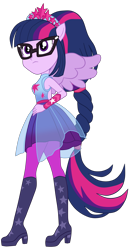 Size: 1800x3429 | Tagged: safe, artist:gmaplay, sci-twi, twilight sparkle, cheer you on, equestria girls, g4, spoiler:eqg series (season 2), alternate hairstyle, armpits, boots, clothes, female, glasses, gorget, hand on hip, jewelry, ponied up, regalia, shoes, simple background, sleeveless, solo, super ponied up, transparent background, wings