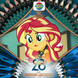 Size: 1080x1080 | Tagged: safe, edit, screencap, sunset shimmer, human, equestria girls, equestria girls specials, g4, my little pony equestria girls: better together, my little pony equestria girls: forgotten friendship, clothes, cutie mark on clothes, female, geode of empathy, indosiar, jewelry, leather, leather vest, magical geodes, necklace, open mouth, solo, vest
