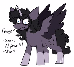 Size: 2048x1868 | Tagged: safe, artist:crookedbeetles, oc, oc only, oc:feugo, alicorn, pony, angry, coat markings, colored wings, colored wingtips, simple background, socks (coat markings), solo, spread wings, white background, wide eyes, wings
