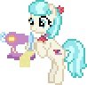 Size: 98x96 | Tagged: safe, artist:starsteppony, coco pommel, earth pony, pony, g4, 2021, animated, desktop ponies, gif, old art, pixel art, sewing, sewing machine, simple background, solo, sprite, transparent background