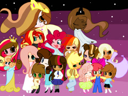 Size: 1024x768 | Tagged: safe, artist:andromedasparkz, apple bloom, applejack, fluttershy, pinkie pie, princess cadance, princess celestia, princess flurry heart, princess luna, rainbow dash, rarity, scootaloo, spike, starlight glimmer, sunset shimmer, sweetie belle, trixie, twilight sparkle, human, g4, female, humanized, male