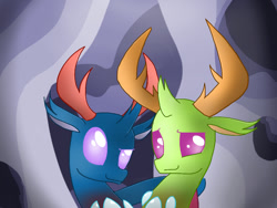 Size: 1024x768 | Tagged: safe, artist:andromedasparkz, pharynx, thorax, changedling, changeling, g4, brothers, changedling brothers, king thorax, male, prince pharynx, siblings