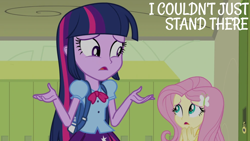 Size: 1920x1080 | Tagged: safe, edit, edited screencap, editor:quoterific, screencap, fluttershy, twilight sparkle, human, equestria girls, g4, my little pony equestria girls