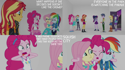 Size: 4400x2475 | Tagged: safe, edit, edited screencap, editor:quoterific, screencap, applejack, fluttershy, micro chips, pinkie pie, rainbow dash, rarity, sci-twi, sunset shimmer, twilight sparkle, human, equestria girls, equestria girls specials, g4, my little pony equestria girls: better together, my little pony equestria girls: rollercoaster of friendship, humane five, humane seven, humane six