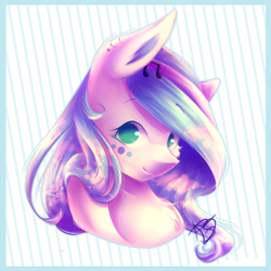 Size: 1870x1873 | Tagged: safe, artist:prettyshinegp, oc, oc only, earth pony, pony, abstract background, bust, chest fluff, earth pony oc, female, freckles, mare, signature, smiling, solo