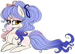 Size: 1450x1046 | Tagged: safe, artist:conflei, oc, earth pony, pony, bedroom eyes, bubblegum, earth pony oc, eyelashes, female, food, gum, mare, simple background, solo, transparent background