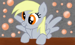 Size: 512x307 | Tagged: safe, artist:smylet, derpy hooves, pegasus, pony, g4, bubble, female, mare, scrunchy face, solo