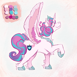 Size: 1500x1500 | Tagged: safe, artist:amendokat, princess flurry heart, alicorn, pony, g4, crown, eyes closed, female, jewelry, mare, older, older flurry heart, raised hoof, regalia, smiling, solo, spread wings, wings