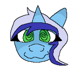 Size: 1046x1026 | Tagged: safe, artist:thatweirdanon, minuette, pony, unicorn, g4, head only, hypno eyes, hypnosis, hypnotized, pixel art, pixelated, simple background, solo, swirly eyes, white background