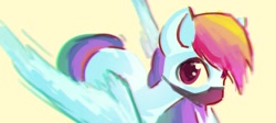 Size: 1145x513 | Tagged: safe, artist:manicpanda, rainbow dash, pegasus, pony, g4, face mask, female, mare, mask, simple background, sketch, solo, yellow background