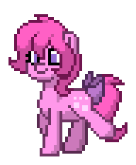 Size: 192x232 | Tagged: safe, artist:j-pinkie, cotton candy (g1), pony, pony town, g1, g4, animated, bow, g1 to g4, generation leap, gif, pixel art, simple background, solo, tail, tail bow, transparent background, trotting, walk cycle, walking