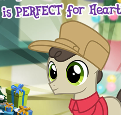 Size: 535x512 | Tagged: safe, gameloft, gnarly burl, earth pony, pony, g4, my little pony: magic princess, charlie brown, clothes, colt, cropped, english, foal, hat, jacket, male, meme, solo, text, wow! glimmer