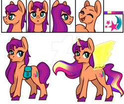 Size: 1280x1071 | Tagged: safe, artist:hate-love12, sunny starscout, alicorn, earth pony, pony, g5, base used, deviantart watermark, mane stripe sunny, obtrusive watermark, race swap, simple background, solo, sunnycorn, transparent background, watermark