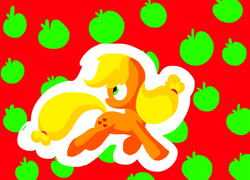 Size: 1500x1080 | Tagged: safe, artist:andromedasparkz, applejack, earth pony, pony, g4, apple, female, food, lineless, looking back, mare, missing accessory, solo