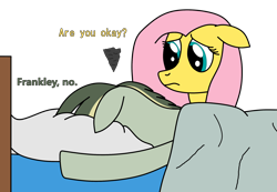Size: 2288x1580 | Tagged: safe, artist:didgereethebrony, fluttershy, oc, oc:didgeree, pegasus, pony, g4, bed, depressed, depression, face down, pillow, simple background, transparent background