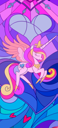 Size: 1080x2400 | Tagged: safe, artist:dddromm, princess cadance, alicorn, pony, g4, my little pony: the movie, canterlot, canterlot castle, female, mare, scene interpretation, solo, stained glass