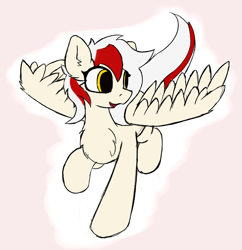 Size: 2854x2953 | Tagged: safe, artist:monycaalot, derpibooru exclusive, oc, oc only, oc:awya lightfeather, pegasus, pony, big eyes, chest fluff, colored sketch, ear fluff, female, high res, looking back, open mouth, pegasus oc, raised hoof, simple background, solo, spread wings, tongue out, white background, wings, yellow eyes