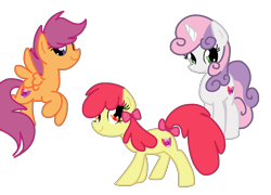 Size: 1500x1080 | Tagged: safe, artist:andromedasparkz, apple bloom, scootaloo, sweetie belle, earth pony, pegasus, pony, unicorn, g4, cutie mark crusaders, female, mare, older, older apple bloom, older scootaloo, older sweetie belle, simple background, transparent background, trio