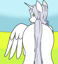 Size: 2000x2200 | Tagged: artist needed, source needed, safe, oc, oc:κασσάνδρα, alicorn, pony, alicorn oc, bedroom eyes, butt, high res, horn, imminent sex, plot, solo, wings