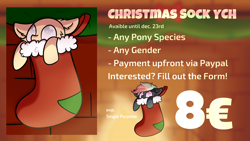 Size: 3840x2160 | Tagged: safe, pony, christmas, commission, cute, high res, holiday, sock, today, your character here