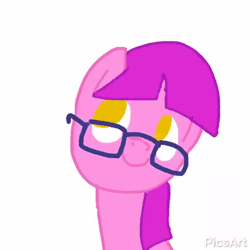 Size: 480x480 | Tagged: safe, artist:andromedasparkz, oc, oc only, oc:amber brush, earth pony, pony, animated, cute, earth pony oc, female, gif, glasses, mare, ocbetes, simple background, solo, white background