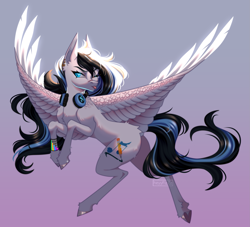 Size: 2133x1941 | Tagged: safe, artist:ohhoneybee, oc, pegasus, pony, femboy, headphones, male, pegasus oc, solo, stallion