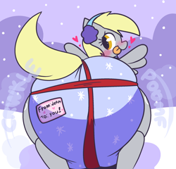 Size: 1926x1851 | Tagged: safe, artist:shslsadcat, derpy hooves, pegasus, pony, g4, cute, diaper, diaper fetish, female, fetish, hearth's warming eve, impossibly large diaper, looking at you, looking back, looking back at you, non-baby in diaper, poofy diaper, solo