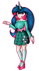 Size: 1280x2354 | Tagged: safe, artist:dazzlingmimi, fizzy, human, g1, busty fizzy, female, horn, horned humanization, human coloration, humanized, simple background, solo, transparent background