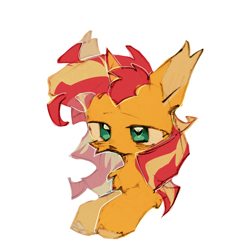 Size: 1640x1640 | Tagged: source needed, safe, sunset shimmer, pony, unicorn, g4, cheek fluff, chest fluff, cute, female, mare, simple background, solo, white background