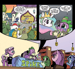 Size: 1040x952 | Tagged: safe, artist:andy price, artist:katie cook, idw, official comic, princess celestia, princess luna, spike, alicorn, cockatrice, dragon, earth pony, pegasus, pony, unicorn, g4, 10th anniversary edition short: written by spike, butt, comic, crying, female, gigachad spike, male, mare, older, older spike, plot, tears of joy, unnamed character, unnamed pony, x eyes