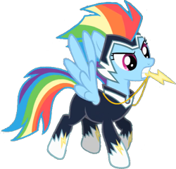 Size: 593x569 | Tagged: safe, artist:pascalmulokozi2, edit, edited screencap, screencap, rainbow dash, zapp, pegasus, pony, g4, power ponies (episode), background removed, female, mare, not a vector, power ponies, simple background, solo, transparent background