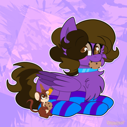 Size: 2000x2000 | Tagged: safe, artist:saveraedae, oc, oc only, oc:hannah rainboom, pegasus, pony, chest fluff, clothes, collar, commission, cookie, female, food, high res, mare, socks, solo, striped socks