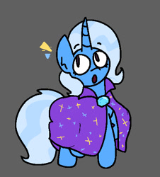 Size: 469x518 | Tagged: safe, artist:iron234, trixie, pony, unicorn, g4, cape, clothes, cute, eyes open, female, gem, gray background, mare, open mouth, simple background, solo