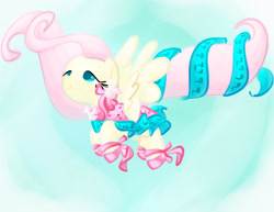 Size: 1400x1080 | Tagged: safe, artist:andromedasparkz, fluttershy, pegasus, pony, g4, clothes, female, flying, mare, solo, spread wings, wings