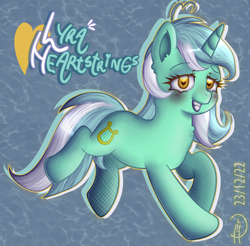 Size: 2334x2300 | Tagged: safe, artist:loohisgod27, lyra heartstrings, pony, unicorn, g4, abstract background, female, heart, heart eyes, high res, solo, wingding eyes