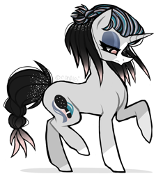 Size: 1890x2114 | Tagged: safe, artist:conflei, oc, oc only, pony, unicorn, bedroom eyes, coat markings, eyelashes, female, horn, makeup, mare, raised hoof, simple background, socks (coat markings), solo, transparent background, unicorn oc