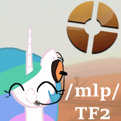 Size: 1200x1200 | Tagged: safe, princess celestia, g4, /mlp/ tf2 general, animated, eye clipping through hair, eyes closed, female, gif, mare, scout (tf2), smiling, solo, team fortress 2