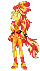 Size: 1024x1792 | Tagged: safe, artist:ajosterio, sunset shimmer, human, equestria girls, g4, my little pony equestria girls: legend of everfree, alternate hairstyle, alternate universe, boots, crystal guardian, high heel boots, ponied up, shoes, simple background, solo, transparent background