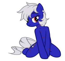 Size: 4561x4307 | Tagged: safe, artist:equestria secret guard, oc, oc only, oc:miss yin, oc:银小姐, earth pony, pony, bedroom eyes, belly button, earth pony oc, eye scar, eyepatch, facial scar, female, kneeling, looking at you, mare, scar, scared, sexy, shoulder, simple background, solo, transparent background, vector