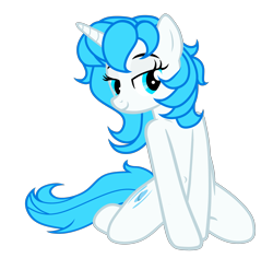 Size: 4561x4307 | Tagged: safe, artist:equestria secret guard, oc, oc only, oc:blueblaze stardust, pony, unicorn, bedroom eyes, belly button, female, horn, kneeling, looking at you, mare, sexy, shoulder, simple background, solo, transparent background, unicorn oc, vector