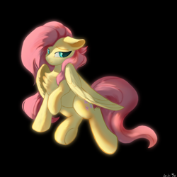 Size: 4096x4096 | Tagged: safe, artist:leoliu0491, fluttershy, pegasus, pony, g4, absurd resolution, black background, female, simple background, smiling, solo