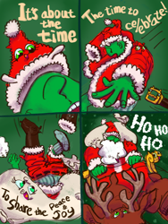 Size: 3000x4000 | Tagged: safe, artist:ja0822ck, oc, oc:anon, human, pony, christmas, clothes, costume, hat, holiday, ponified, santa costume, santa hat