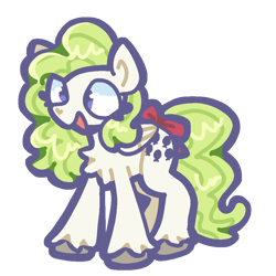 Size: 1000x1000 | Tagged: safe, artist:toaestt, surprise, pegasus, pony, g1, blue eyes, bow, chest fluff, cross-eyed, eyelashes, female, folded wings, green hair, open mouth, simple background, smiling, solo, tail, tail bow, transparent background, wings