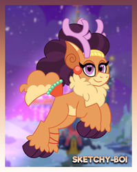 Size: 2700x3400 | Tagged: safe, artist:snakeythingy, saffron masala, deer, reindeer, g4, my little pony best gift ever, christmas, fluffy, high res, holiday, reindeerified, song in the description, species swap
