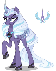 Size: 3146x4000 | Tagged: safe, artist:orin331, opaline arcana, alicorn, pony, g4, g5, spoiler:g5, spoiler:my little pony: make your mark, alicorn amulet, colored wings, curved horn, eyebrows, eyeshadow, female, folded wings, g5 to g4, generation leap, gradient wings, high res, horn, jewelry, lidded eyes, makeup, mare, raised hoof, redesign, regalia, shadow, simple background, smiling, smirk, smug, solo, transparent background, wings