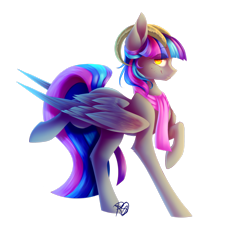 Size: 2482x2417 | Tagged: safe, artist:prettyshinegp, oc, oc only, pony, female, high res, horns, mare, raised hoof, signature, simple background, solo, transparent background, wings