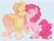 Size: 1823x1381 | Tagged: safe, artist:doekis, fluttershy, pinkie pie, earth pony, pegasus, pony, g4, blue background, blushing, cheek kiss, colored hooves, cute, daaaaaaaaaaaw, diapinkes, duo, female, kissing, lesbian, mare, missing cutie mark, one eye closed, rearing, ship:flutterpie, shipping, shyabetes, simple background