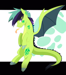 Size: 2220x2500 | Tagged: safe, artist:kraytt-05, oc, oc only, dracony, hybrid, fire, fire breath, high res, interspecies offspring, male, offspring, parent:rarity, parent:spike, parents:sparity, solo, spread wings, wings