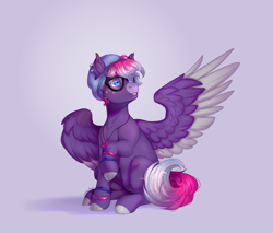 Size: 2000x1700 | Tagged: safe, artist:shady-bush, oc, pegasus, pony, colored wings, glasses, male, solo, stallion, two toned wings, wings