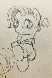 Size: 2268x3398 | Tagged: safe, artist:tulidewo, doctor whooves, time turner, earth pony, pony, g4, bust, fifth doctor, glasses, high res, ponytail, sketch, solo, traditional art